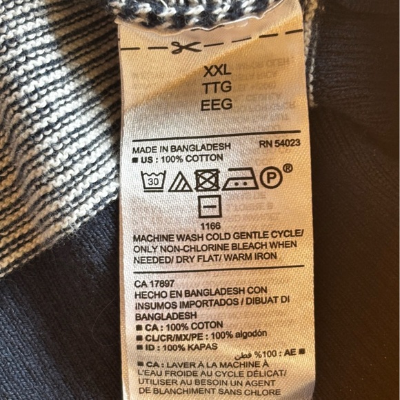 Old Navy XXL blue and white striped net pull over hoodie, hooded sweatshirt - Picture 7 of 11